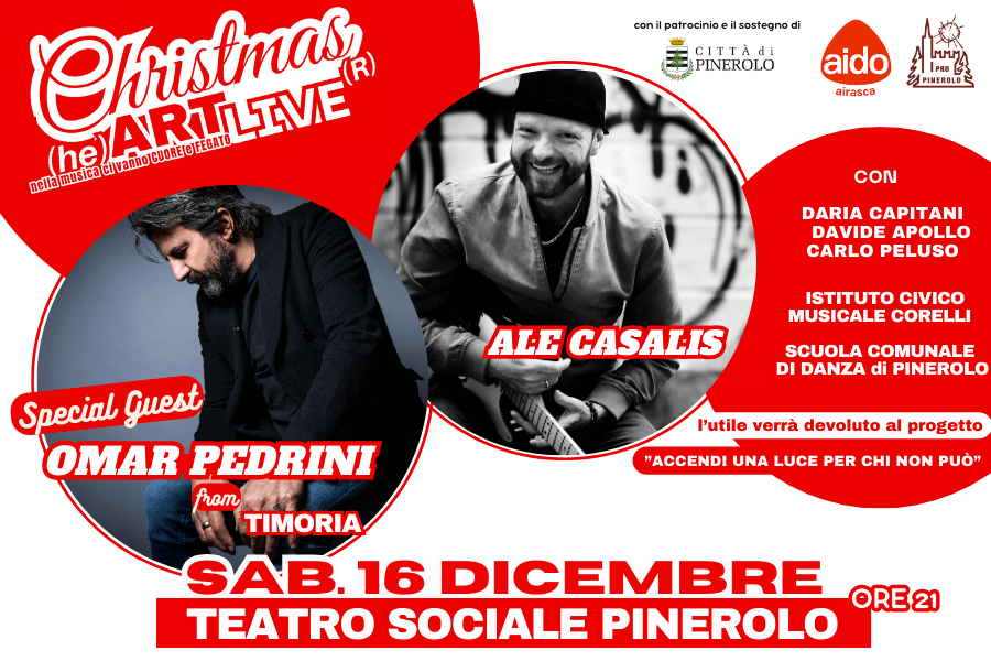 Spettacolo 16 Dicembre teatro sociale Pinerolo Alessandro Casalis e Omar Pedrini a favore della Donazione di organi tessuti e cellule